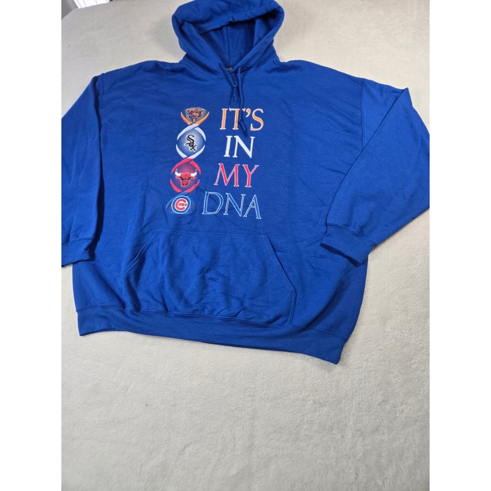 Gildan Chicago Sports Custom DNA Hoodie Blue Bears Bulls Cubs‎ White Sox 3XL